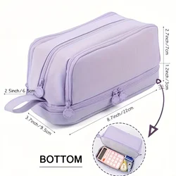 Spacious Black Pencil Case with Multi - Layer Design and Convenient Handle - Perfect Back - to - School Gift (Purple)