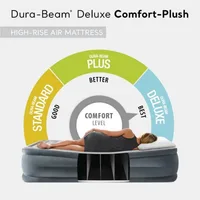 INTEX 64417ED Dura-Beam Deluxe Comfort-Plush High-Rise Air Mattress Fiber-Tech Queen 22in Bed Height 600lb Weight Capacity Grey 2