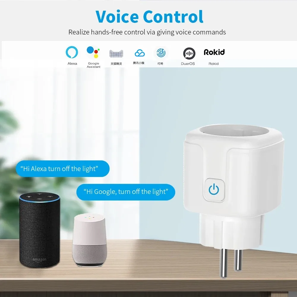 Tuya Smart Socket EU16A/20A Wifi Smart Plug With Power Monitoring Smart Life APP Remote Control Support Google Assistant Alexa 3
