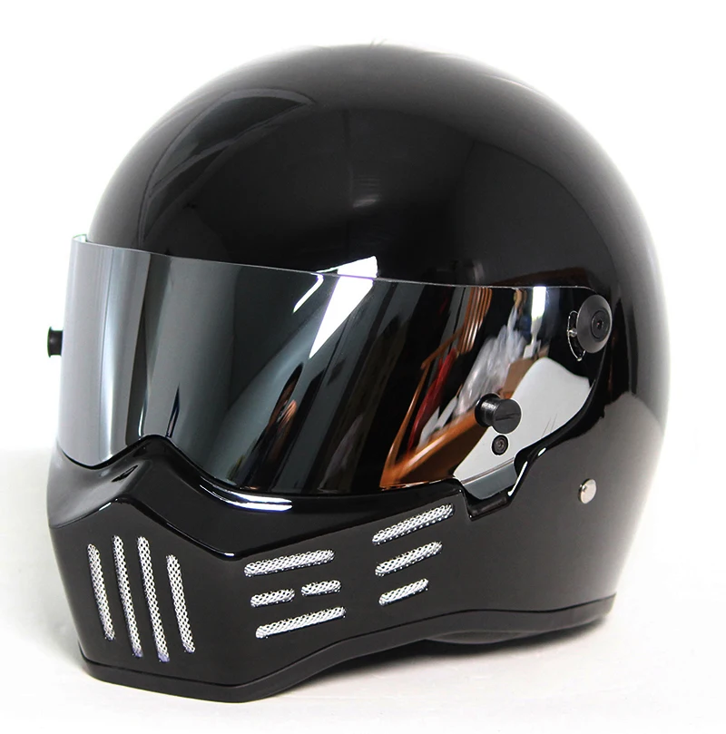 ATV-1 フルヘルメット レーシングヘルメット(L,ブラック+シルバーレンズ) ATV-1 フルヘルメット レーシングヘルメット(L,ブラック+