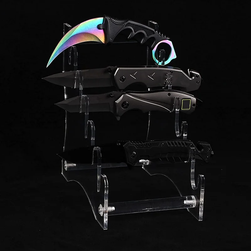 

4/6 Tier Transparent Acrylic Removable Kitchen Organizer Folding Knife Display Rack Pocket Knife Fruit Knife Organizer