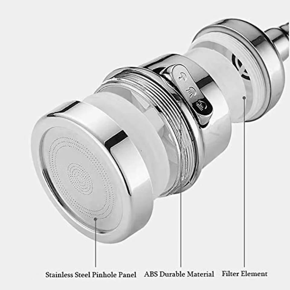 Faucet Aerator 360 Rotating Nozzle For Faucet Frother Sprayer 3 Modes Adjustable Sink Sprayer Water Saving Extend Nozzle Bath