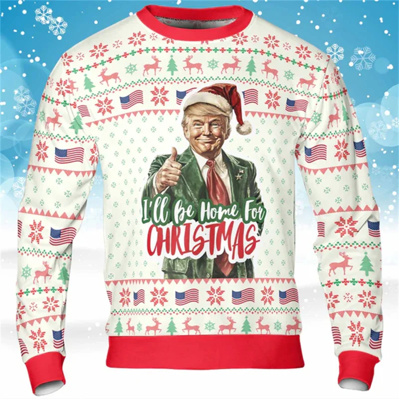 Trump Sweatshirt For Men Funny Trump Dancing Ugly Christmas Sweater 3d All-Over-Printed long sleeve sweater