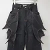 YEAE Ms. 2025 Spring New Irregular Structure Niche Design Bat Wings Pull Jeans 3