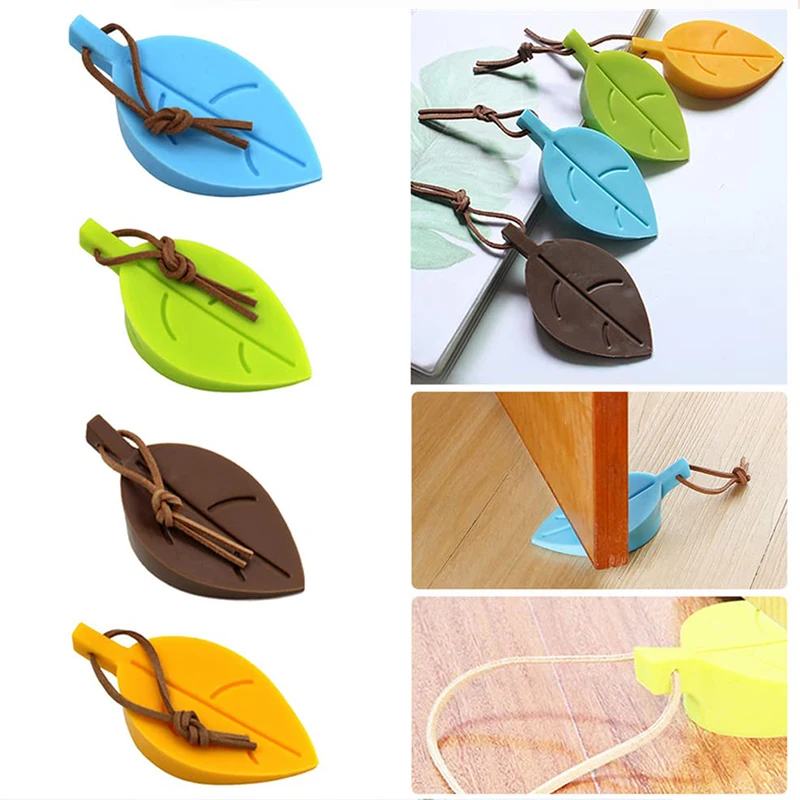 Children's 4-Color Cartoon Leaf Door Stopper Anti-Clip Hand Device Safety Supplies Infant Safety Door Card Silicone Stop Silicone Door Stopper Door Stopper Bumpers Door Stopper Door Finger Pinch Guards