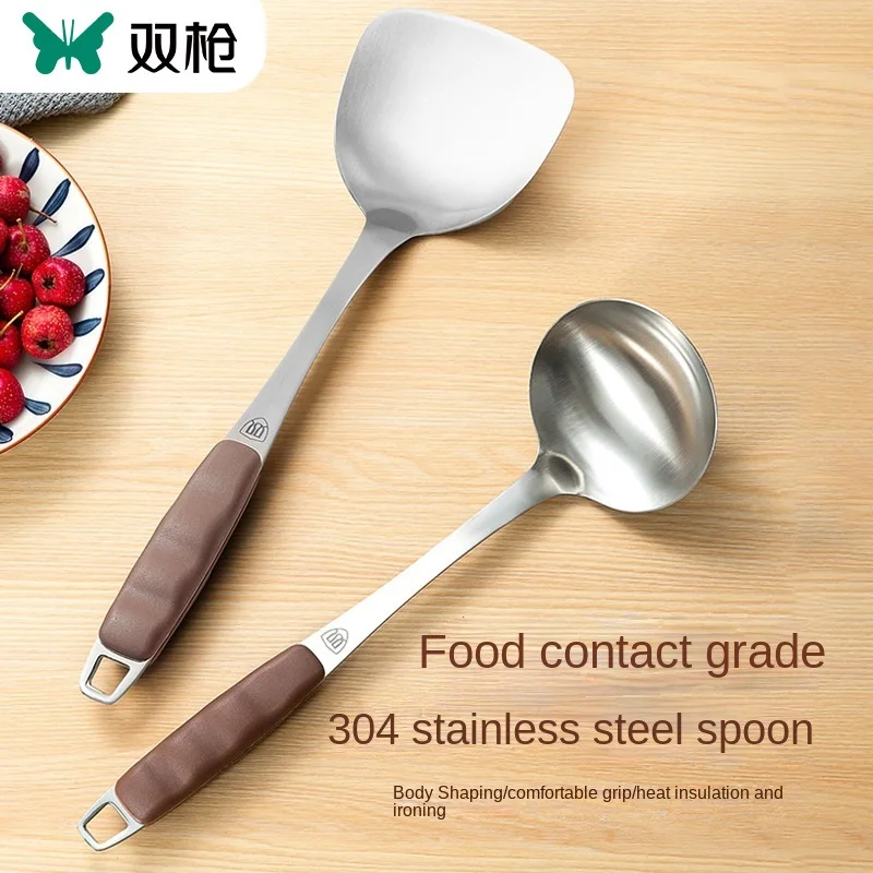 

304 stainless steel spatula soup spoon set, home kitchen long handle stir-fry spatula kitchenware set