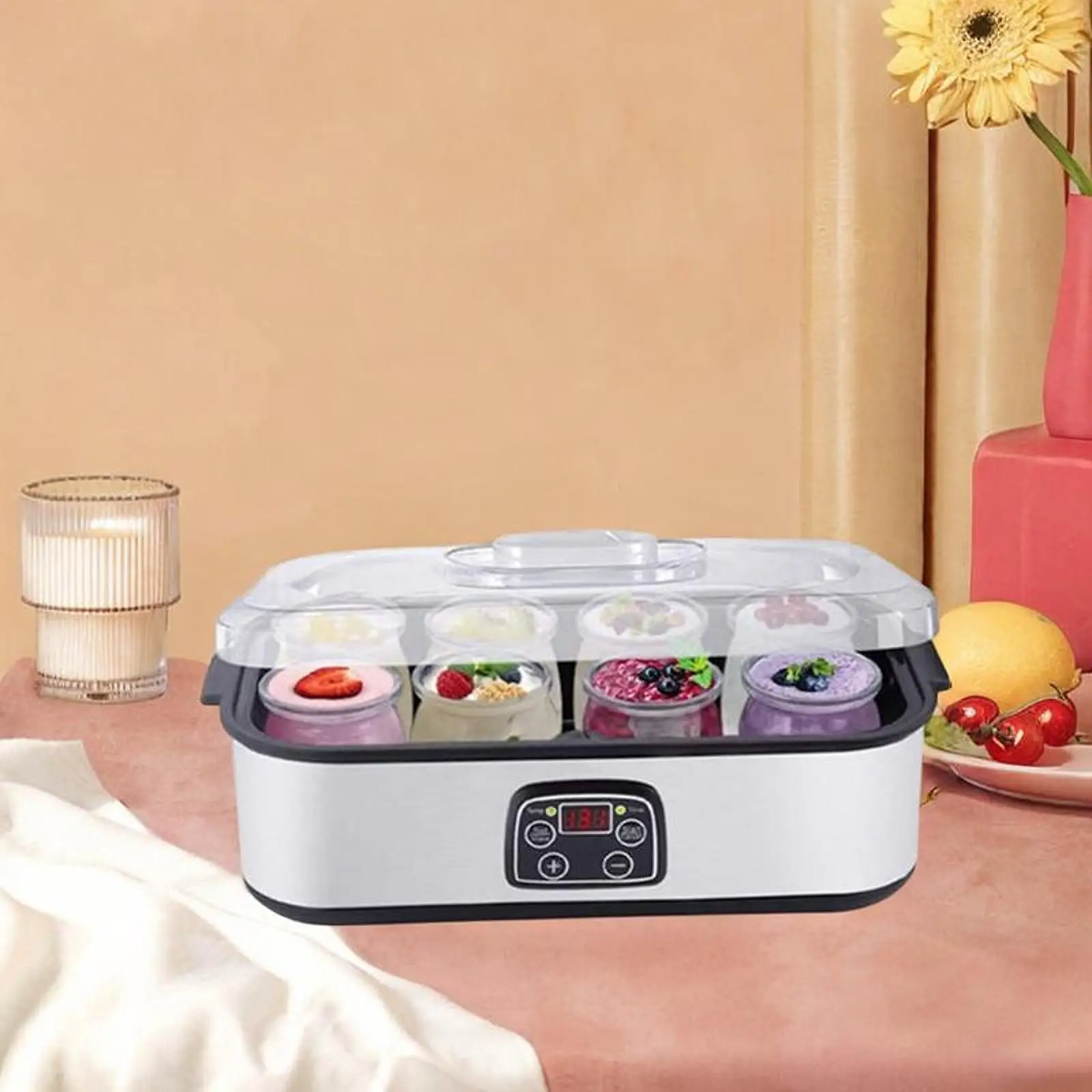 Automatic Yogurt Machine Treats Homemade Yogurt Professional Ice Cream Pudding Maker with 8 Jar Smoothie and Jam Machine