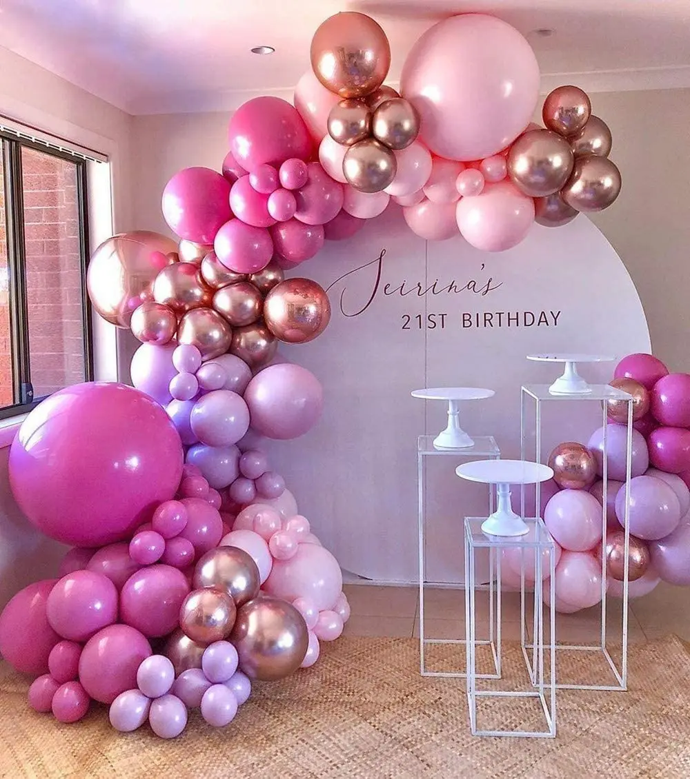 Kit de arco de Globos para cumpleaños de niñas, 100 piezas, rosa, rojo, 22  pulgadas, Disco, 4D, Globos de aluminio, decoración para despedida de  soltera, suministros para Baby Shower - AliExpress