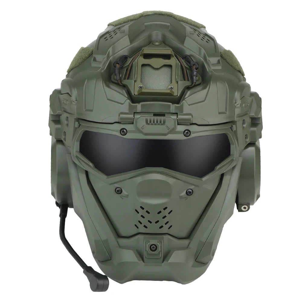 Tactical Assault Airsoft Helmet II with Mask Headset Anti-Fog Fan NV Stand  Military Hunting Paintball