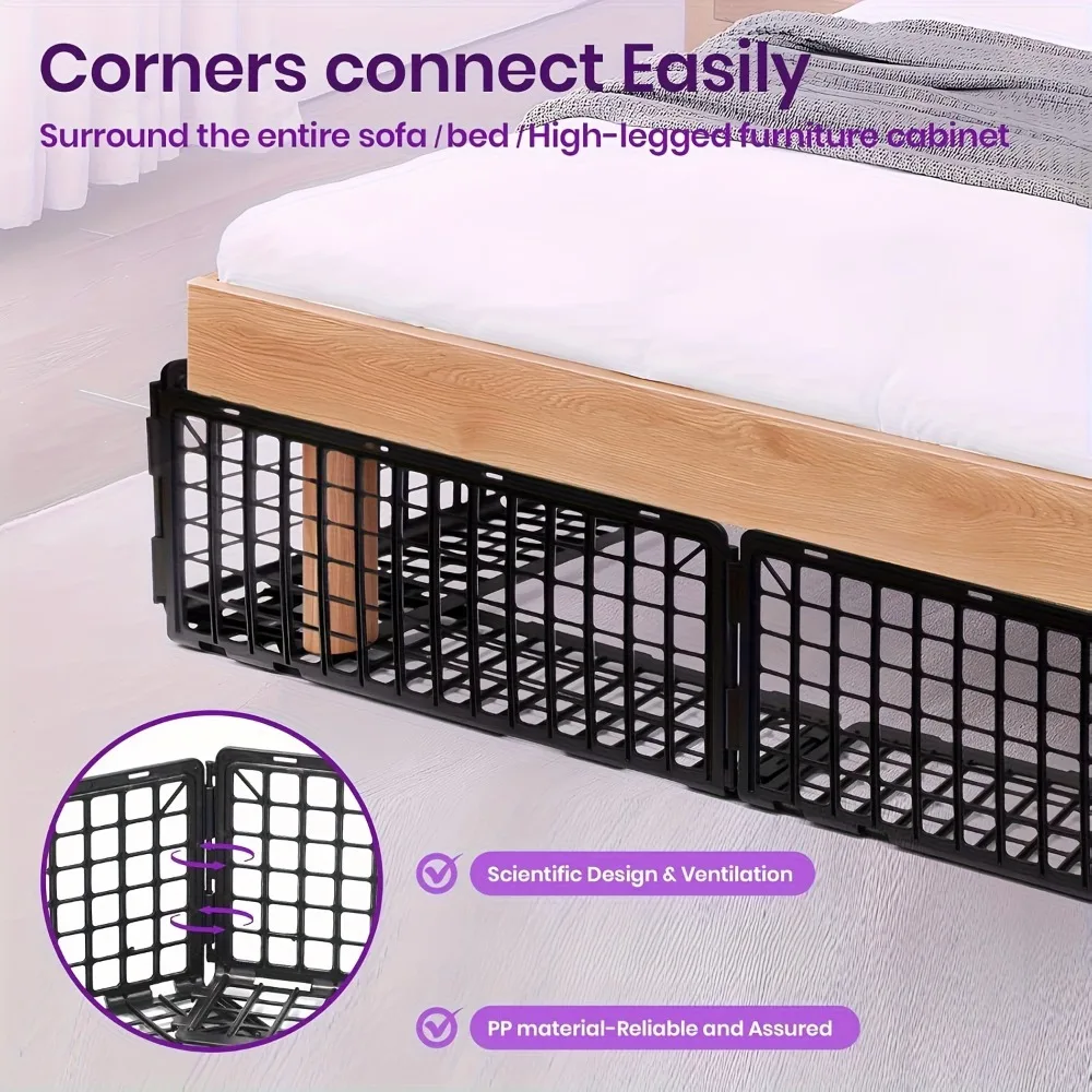Under Couch Blockers for Pets, Adjustable Plastic Under Bed Blockers, Furniture Barriers for Toys Dogs Cats 12Pcs