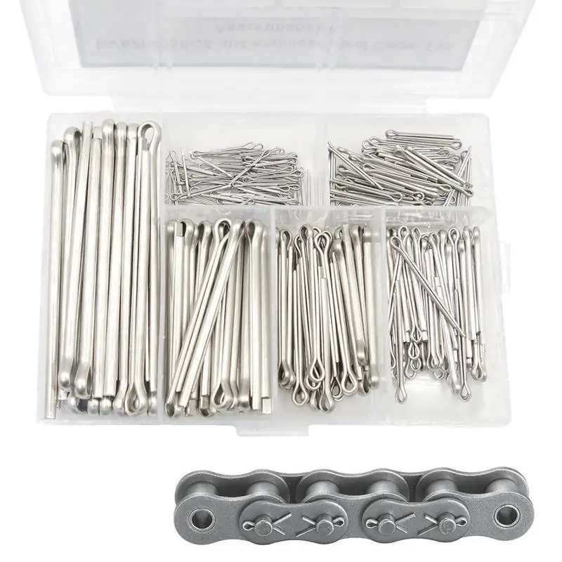 

230pcs Zinc Plated Steel Cotter Pin 230Pcs 6 Sizes Clip Key Fastener Fitting Assortment Kit Cotter Pin Clip For Automotive