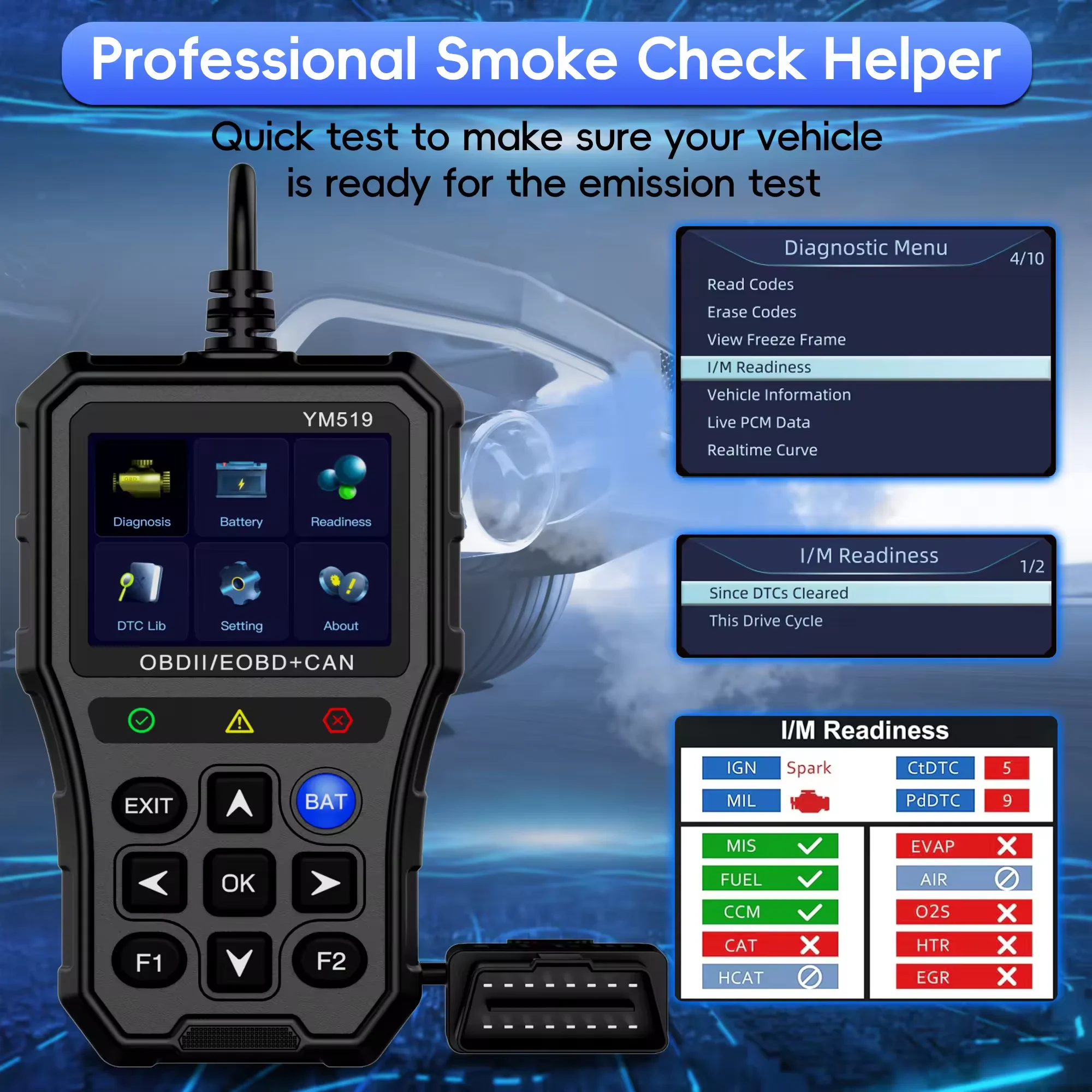 Multi-Language Car Diagnostic Tool Code Reader YM519 Check Engine System Fault Code Scanner  Battery Tester OBD2 Diagnostic Tool 4