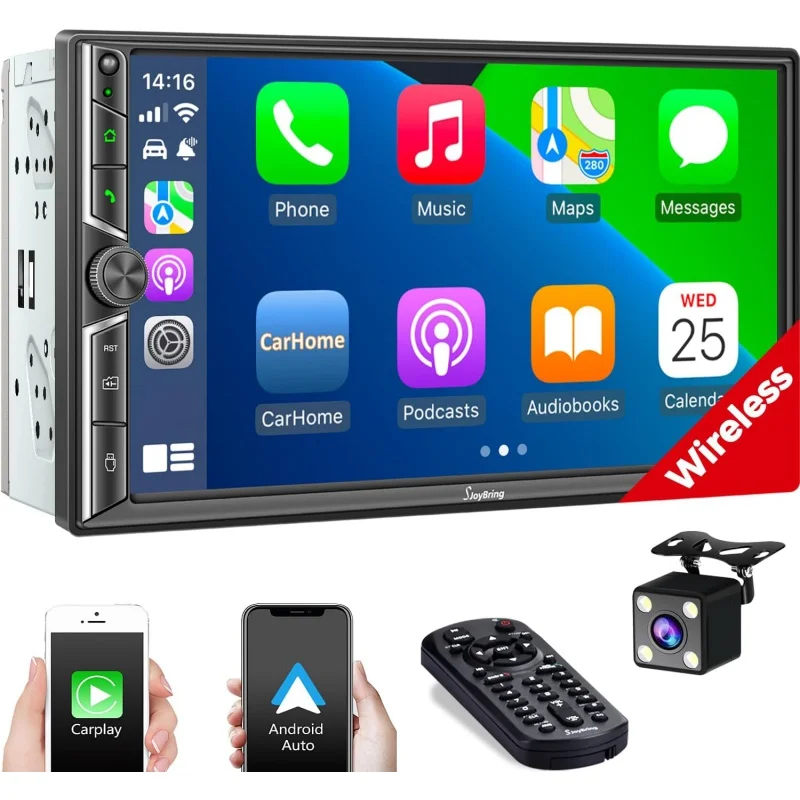 

[Беспроводное обновление] Автомагнитола с двойным Din, беспроводным Apple CarPlay и Android Auto, Bluetooth, 2-канальный аудиовыход, Mi