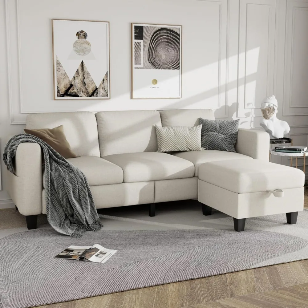 Couches for Living Room-L Shape Cloud Couch-Small Modular 3 Seat Sectional-Comfy with Couches for Living Room