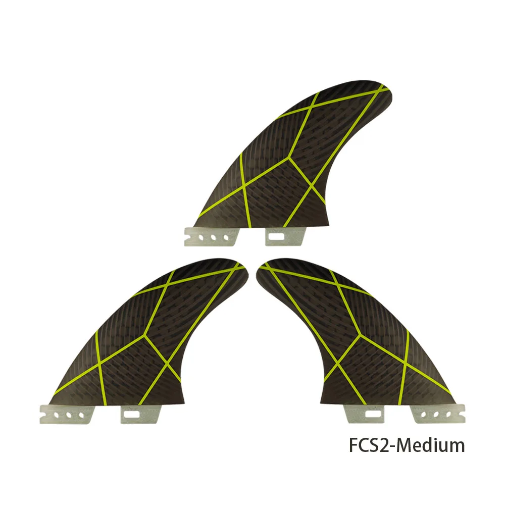

Surf fins FCS2 G5/M Size Yellow Geometric Lines Clause Thruster Manufactured from honeycomb And fiberglass