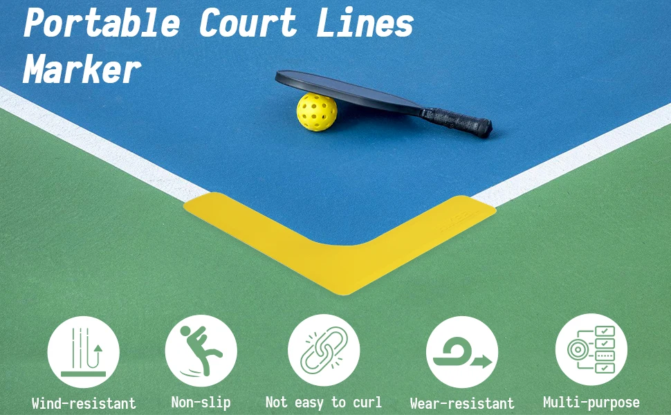 Hikeen Court Lines Marker Kit, windabweisende Wurfmarker, 28-teilig, Pickleball Net Court für den Innenbereich – Detail 1