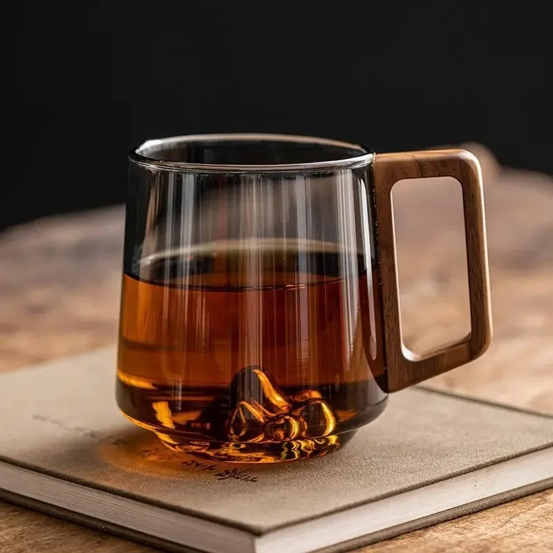 Elegant 3D Mountain Whiskey Glass Set with Wooden Gift Box