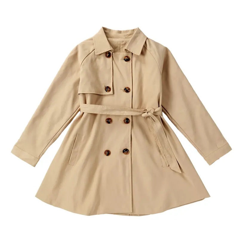 

New Spring and Autumn Girls' Long Windbreaker British Academy Princess Coat 2-12Y