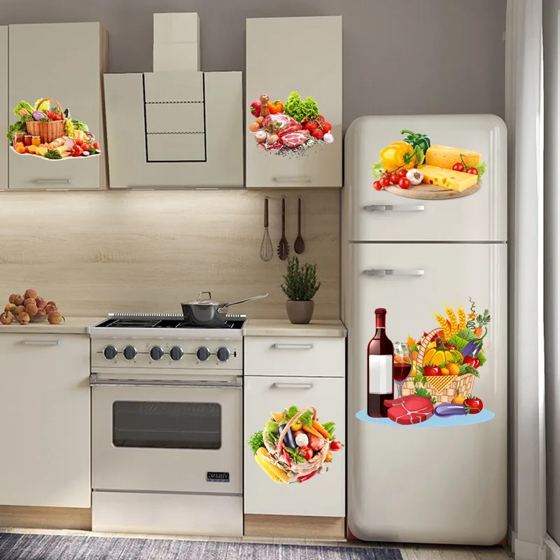 Tri koshki RC061 Fresh Vegetables Kitchen Sticker Decal Pvc Waterproof Kitchen Wall Decoration Cabinet Refrigerator Door Sticker kitchen wall sticker self adhesive stickers wall stickers