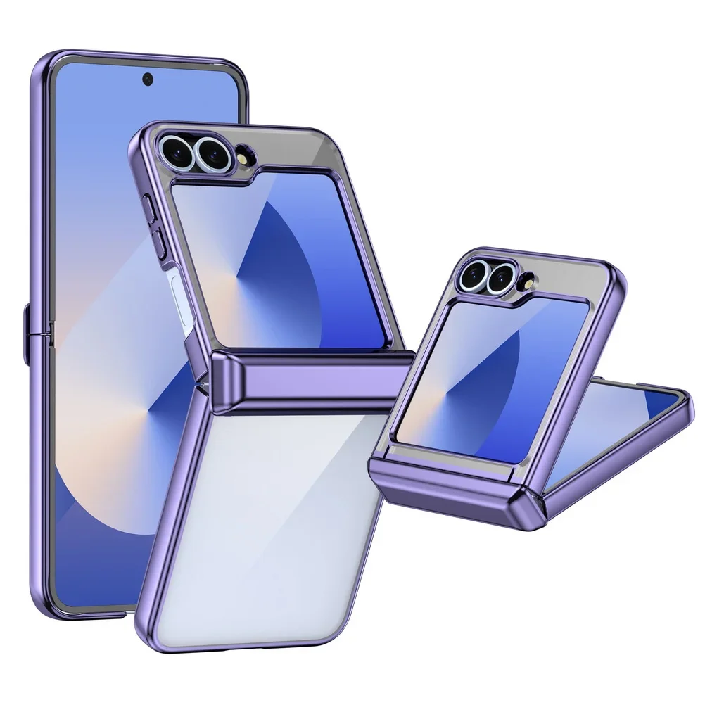 Luxury Electroplated Transparent Shockproof Case with Folding Hinge Protection