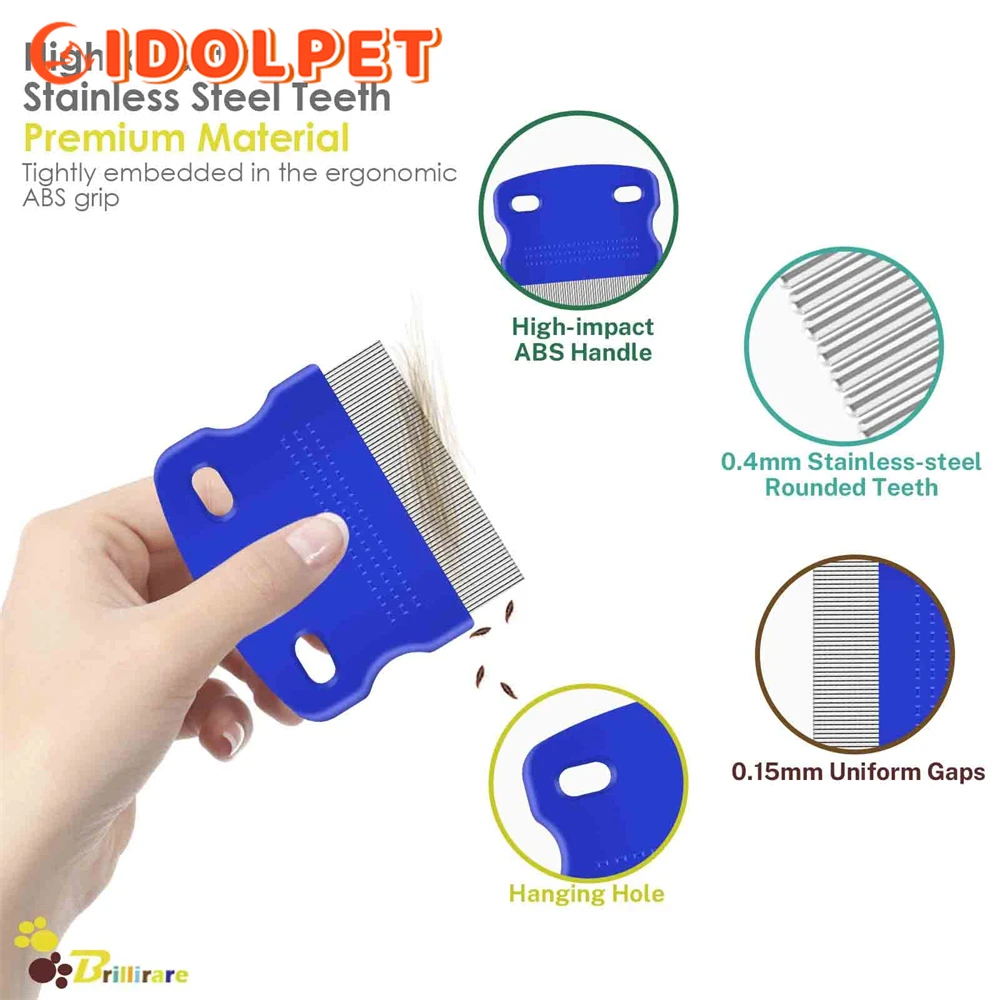 Peine antipulgas para mascotas, 4 piezas con dientes de alta resistencia, duradero, removedor de manchas, juego de Peine de aseo para perros y gatos, flotador efectivo 4