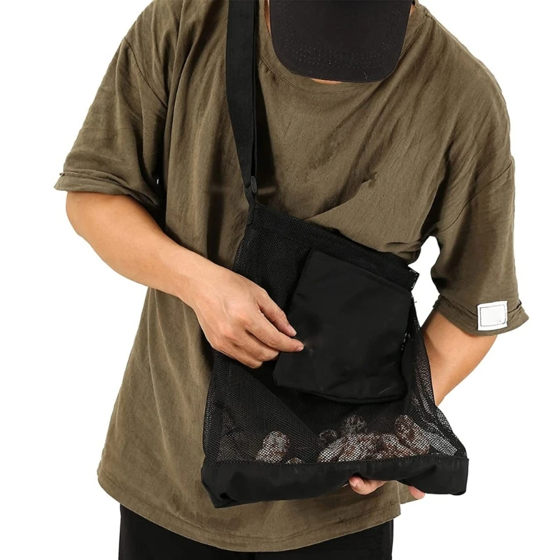 Outdoor Mushroom Picking Bag Basket Breathable Mushroom Hunting Net Bag Foldable Fruit Collection Easy to Carry