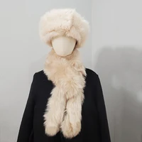 2021 nowa czapka zimowa dla kobiet Faux Fur Woman czapka zimowa szalik czapki dla damska czapka zimowa jednokolorowa pluszowa puszysta czapka rosyjska 2