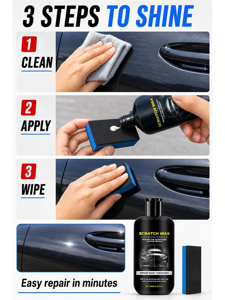 Cera Lucidante per Riparazione Graffi Auto – Rimuove Graffi e Protegge la Vernice, Ripristina la Lucentezza, Cura Universale per Carrozzeria Auto - Image 4