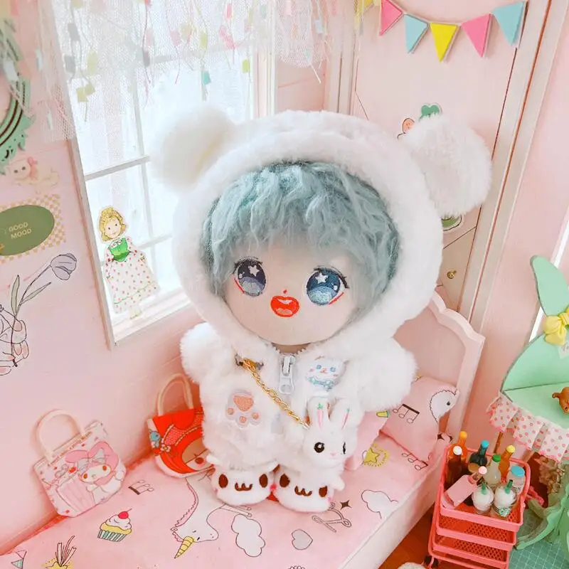 

20cm Idol Dolls Accessories Plush Doll's Clothing White Top+Pants Stuffed Toy Dolls Outfit Handemade