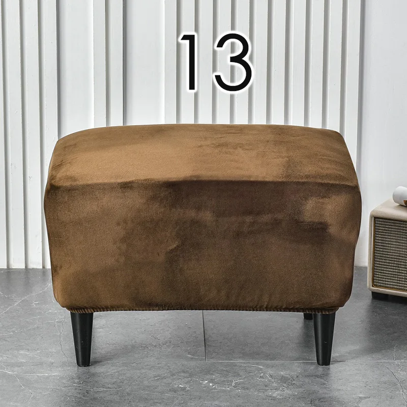 American Style Footstool Cover  Rectangle Elastic Ottoman Cover High Quality Velvet Furniture Protector Footrest Slipcover 3