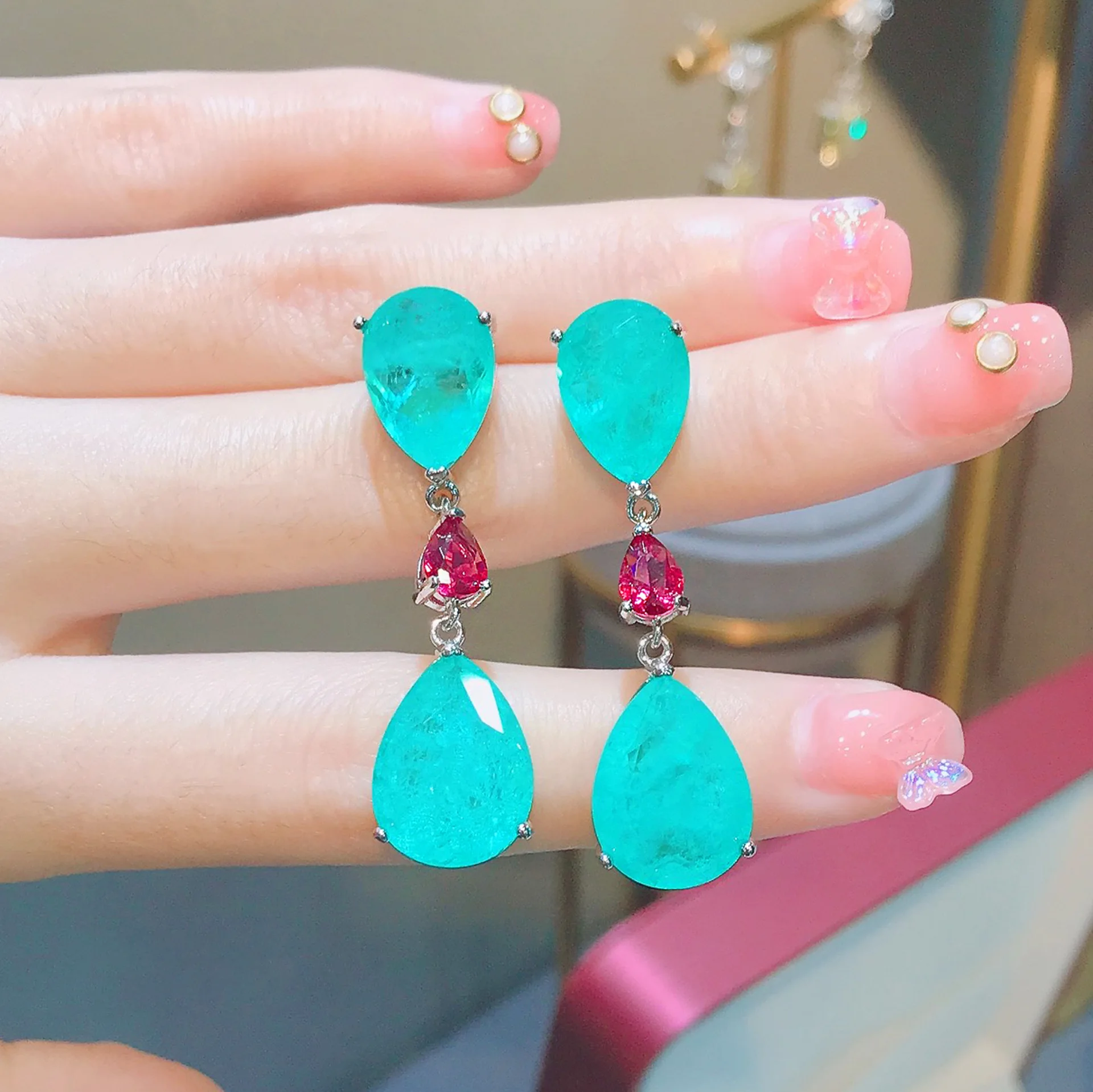 Emerald Earrings for Girls 925 Silver Luxury Designer Jewelry Wedding Party Accessories Gift