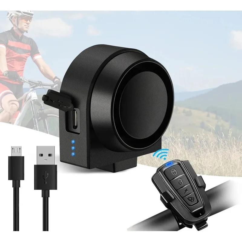 2026 NEW Bicycle Alarm Vibration Alarm Waterproof USB Charging Remote Control 110 dB Bike Motorcycle Alarm Security Protection
