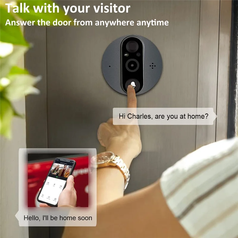 B04C-Smart Tuya 1080P Wifi Door Bell Eye Peephole Camera 4.3Inch PIR FHD Infrared Smart Door Bell For Alexa Google