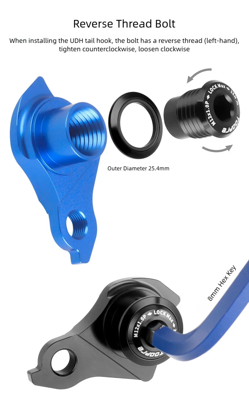TOOPRE Fahrrad UDH Rahmen-Schaltauge für Sram/Trek/Specialized/Cannondale Fahrradrahmen Universelles Schaltwerk-Halterungselement – Detail 8