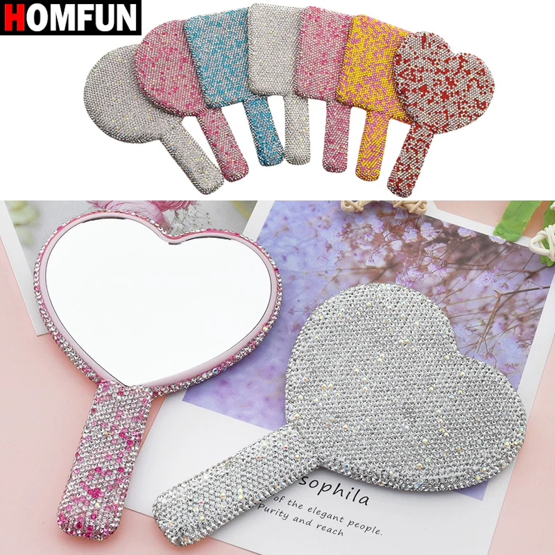 

HOMFUN DIY алмазная живопись ручное зеркало для макияжа Love Heart ручка для макияжа Косметические Инструменты для красоты женский фотоподарок