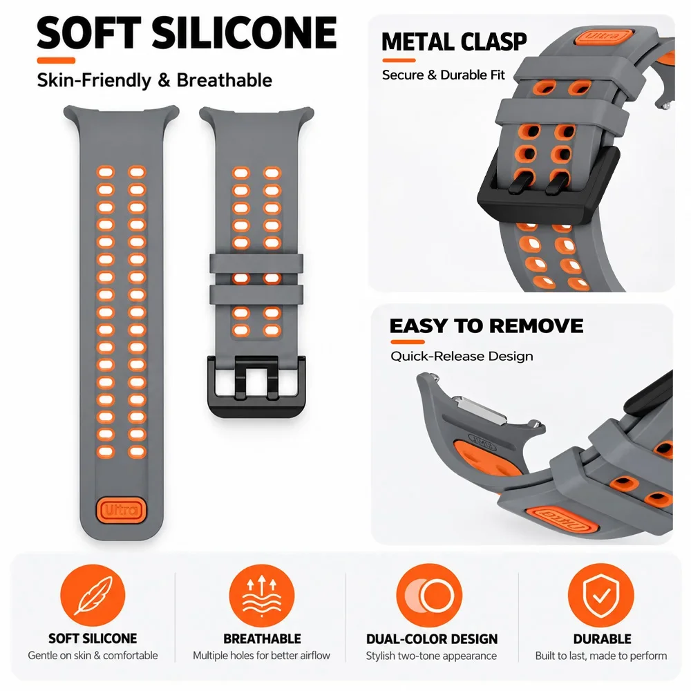 Silicone Sports Band with Protective PC Case - Hollow Design for Galaxy Watch Accessories