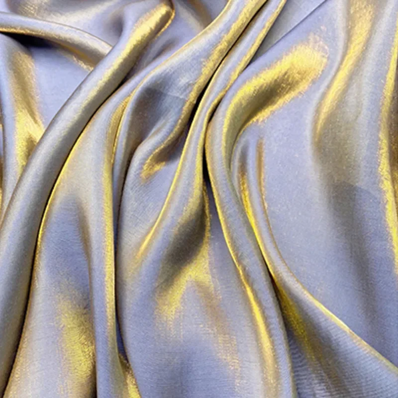 Luxurious Iridescent Silk-Blend Fabric with Glitter Finish