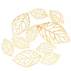Elegant Metallic Leaf Filigree Pendants - Assorted Craft Charms (Gold Mixed sizes)