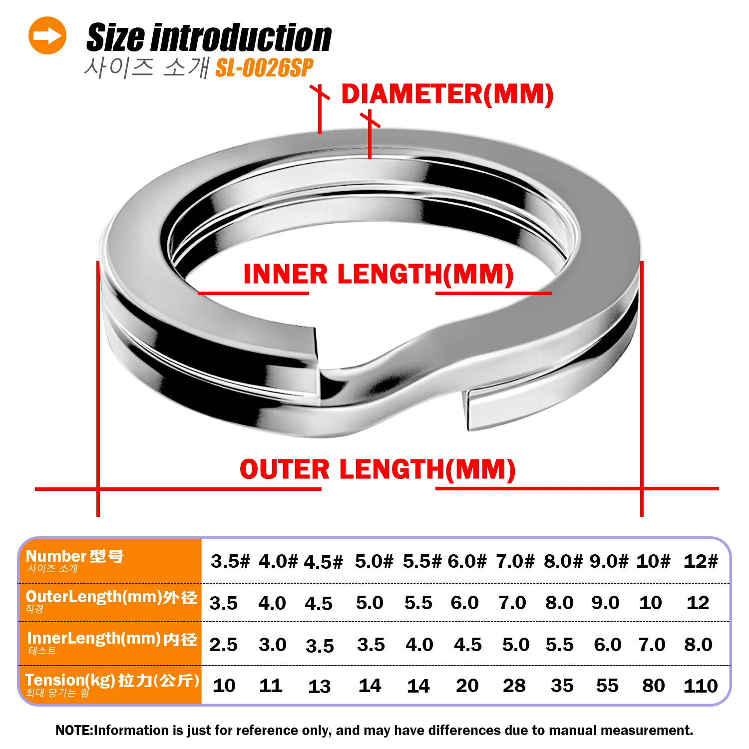 Fishing Split Rings Silver/Black Stainles Steel 3.5-12MM Crank Bait High Quality Strengthen Double Circle Round Snap Accessories