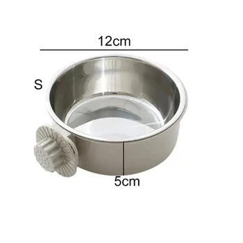 Pet Food Bowl Hanging Stainless Steel Pet Bowl Dogs Cats The 2-in-1 design is detachable Supplies Fixed Cat Bowl Crate Drinking 2