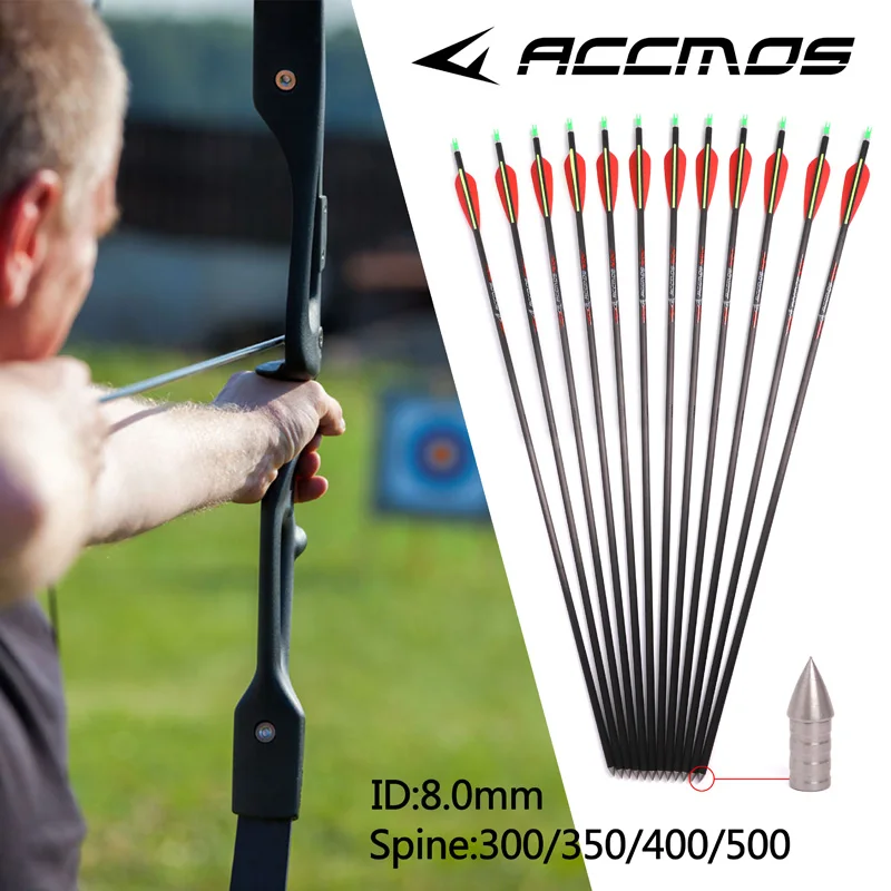 

Pure Carbon Arrows ID 8 mm 32 inch Spine 300/350/400 Arrow Head 100Grains Archery for Indoor Competition Shooting 6/12pcs