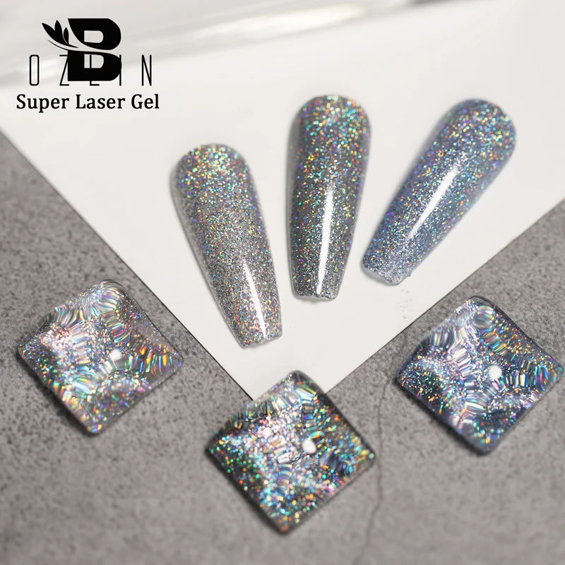 BOZLIN New Arrival Super Laser Gel Nail Polish Glitter Effect Manicure Varnish Soak Off UV LED Lacquer Art Tool | Красота и здоровье