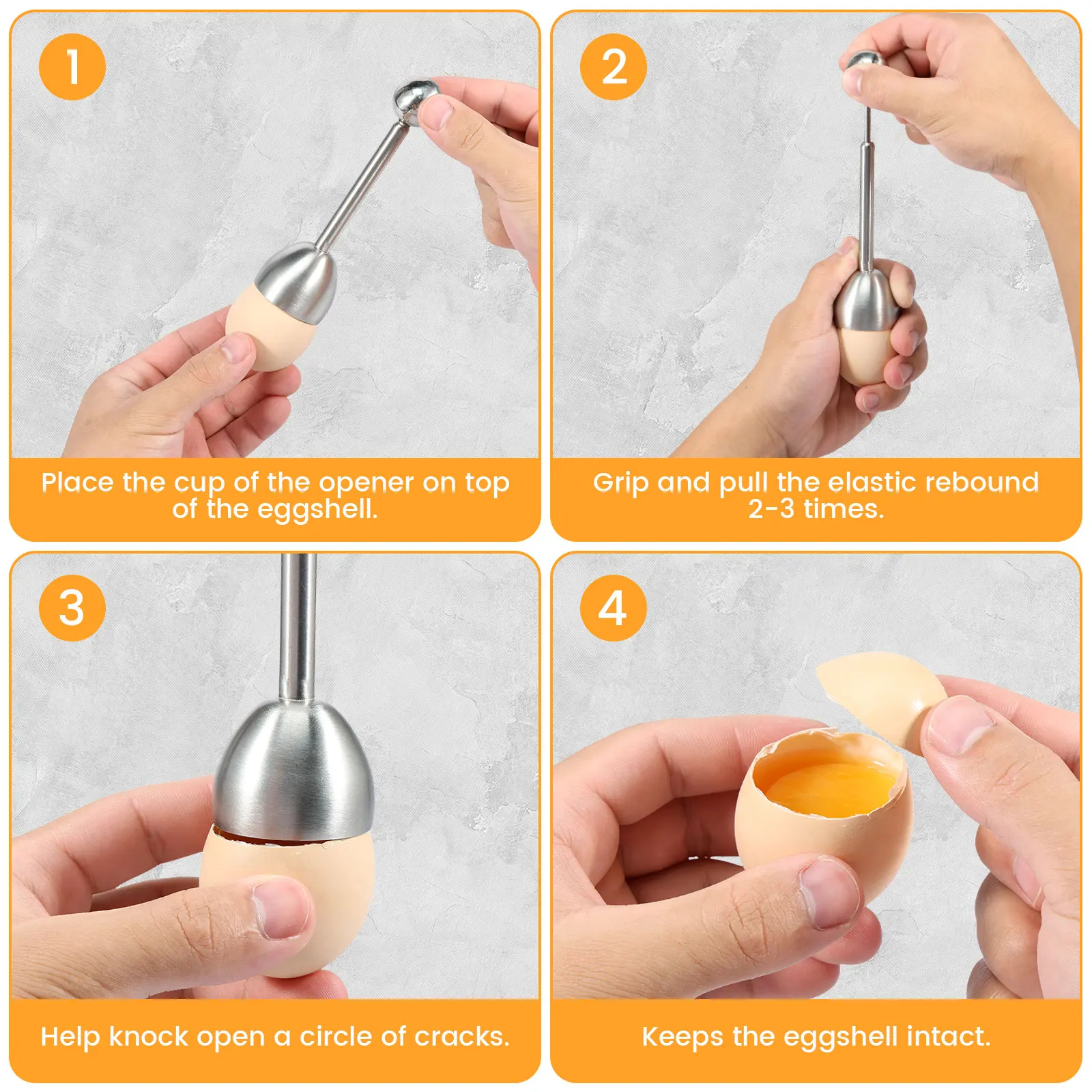 Stainless Steel Boiled Egg Topper Shell Top Cutter Kitchen Tool Egg Cracker Separator Knocker Opener Accessories 5Pcs egg shell opener,egg opener