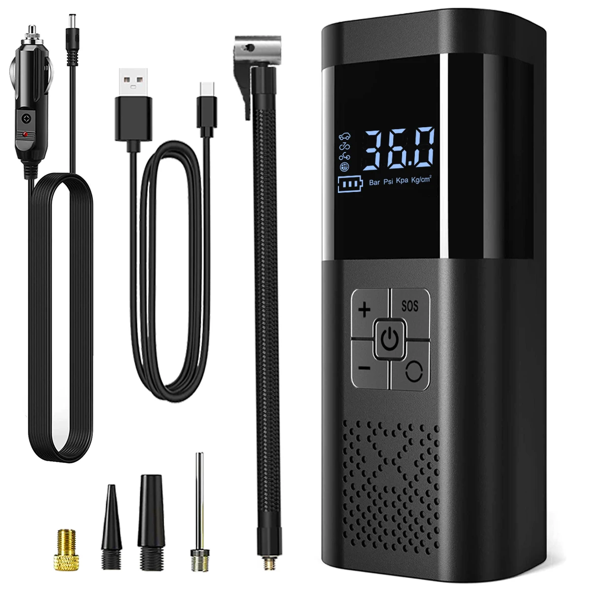 ตัวเลือกสินค้า เครื่องสูบลมยางรถยนต์แบบพกพาไร้สาย รุ่นอัพเกรด ขนาดเล็ก 12V พร้อมเกจวัดแรงดัน