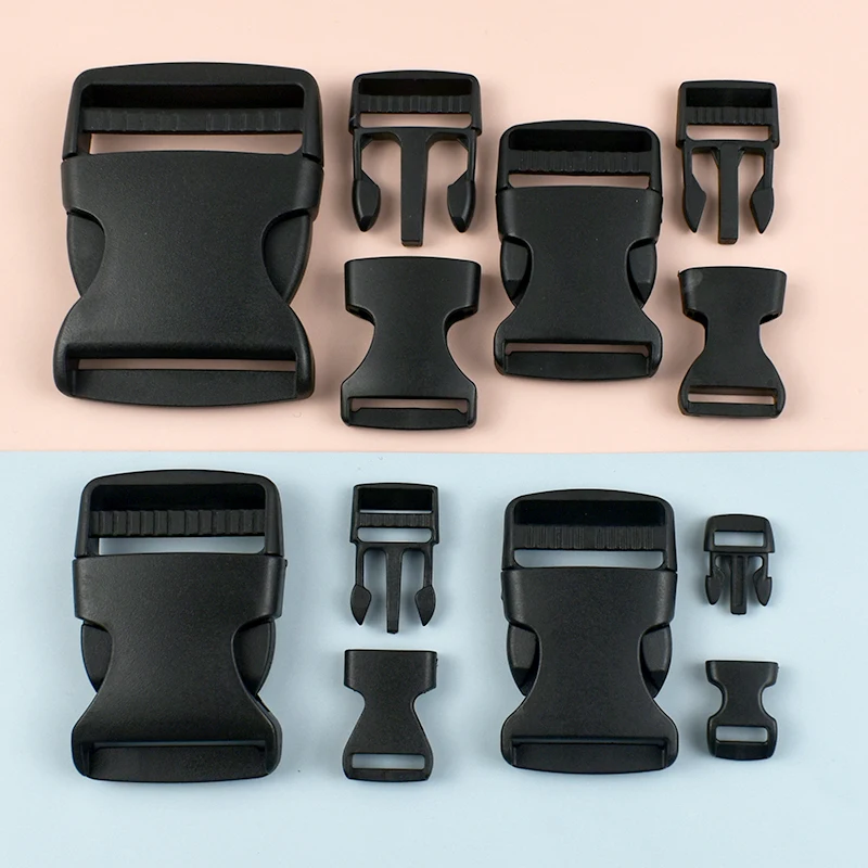 Black Release Buckle Plastic Adjustable Belt Buckles Backpack Straps Luggage Webbing Closure Insert Clasp 10-50mm 5-30Pcs