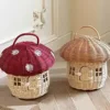 Rattan Tote Bag Handmade Mushroom Woven Rattan Basket Children Room Decoration Tote Toy Sundry Storage Bag Flower Girl Basket 1