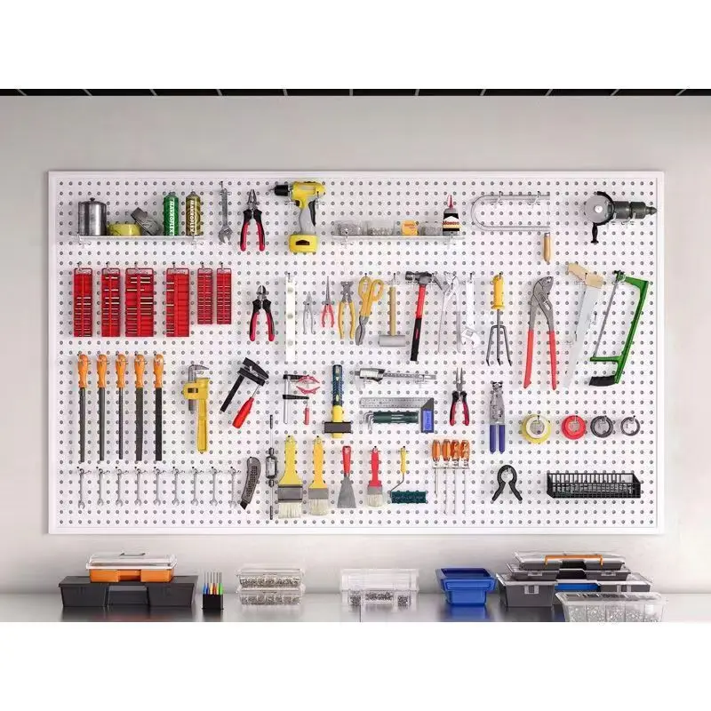 Peg Board Wall Design Organizer Storage Kit Peg Board  Mount Perforated Board Metal Accessories Tools Packaging Wall Decoration 2