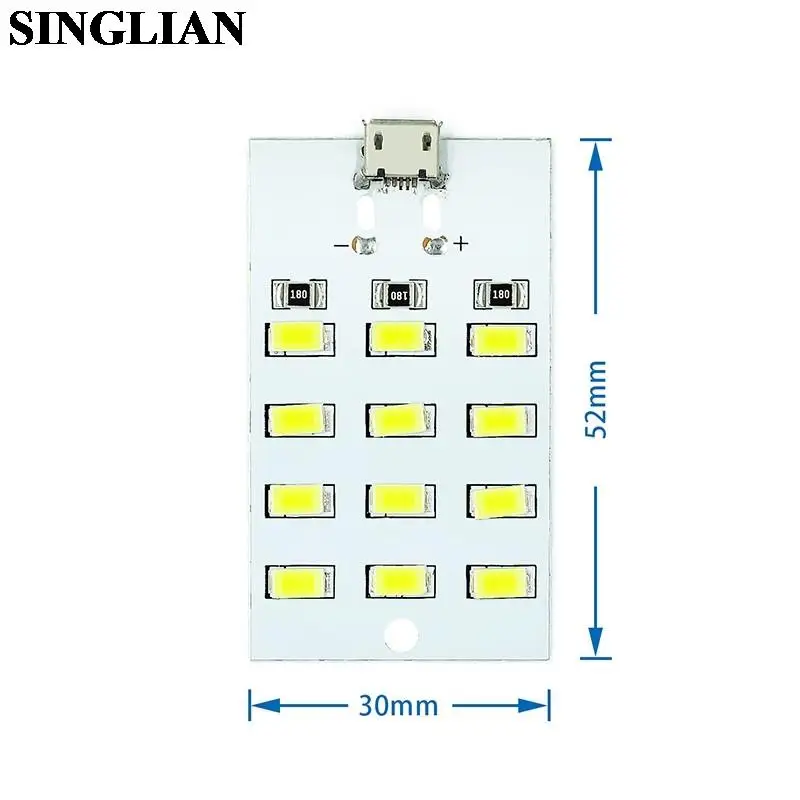 LED Lamp Board 1pcs 8/12/16/20Bits 8 12 16 20LED Lamp Bead Panel Mini Micro USB Night Light Mobile Camping Emergency Light