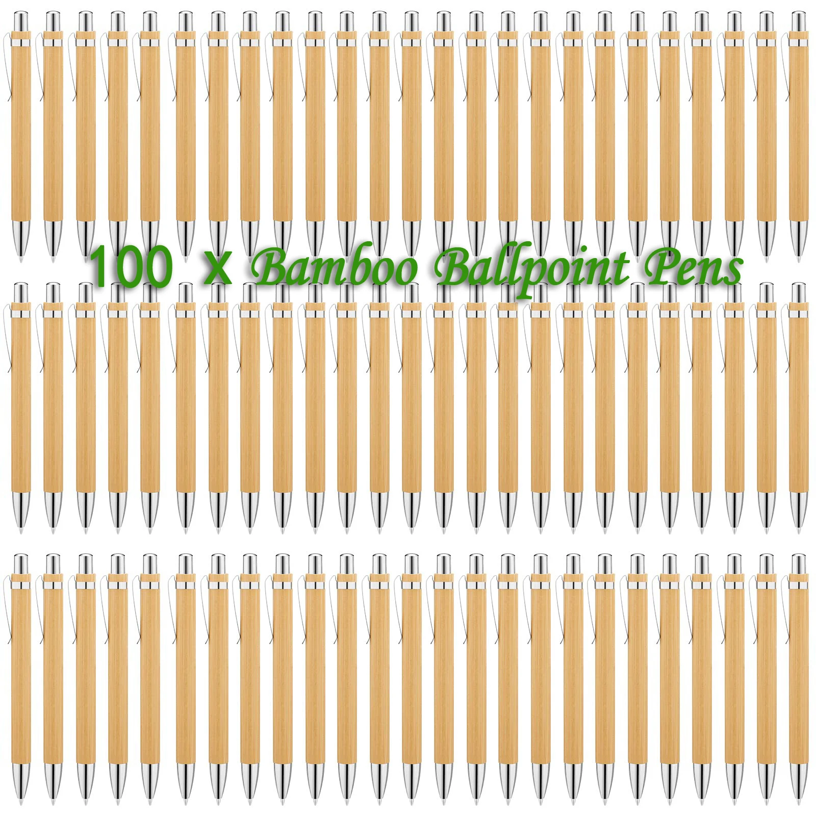 

100Pc Bamboo Pen Bamboo Wood Ballpoint Pen 1.0mm Bullet Tip Business Signature Ball Pen Office School Wrting Stationery