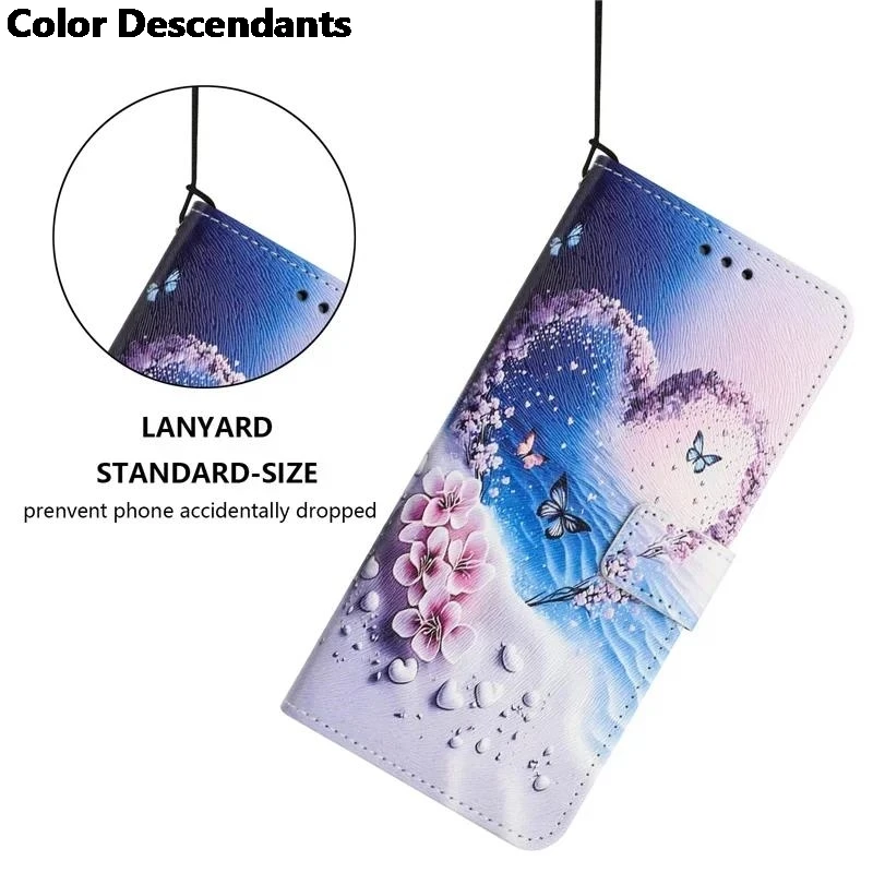 Deluxe Wallet Protection Painted Leather Phone Case with Card Holder and Flip Cover